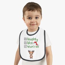 Naughty Nice Funny Baby Contrast Trim Jersey Bib