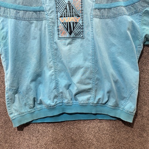 Felpa pullover grafica vintage anni 80 M blu retròfuturismo blokecore streetwear - Foto 4 di 15