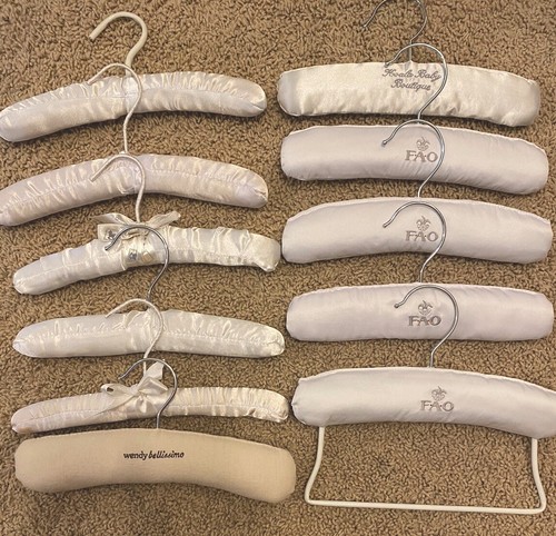 Lot Of 11 Satin Padded Boutique Clothes Hangers, White