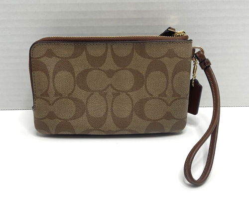 COACH Signature Small Double Zip Corner Wristlet - Picture 3 of 7