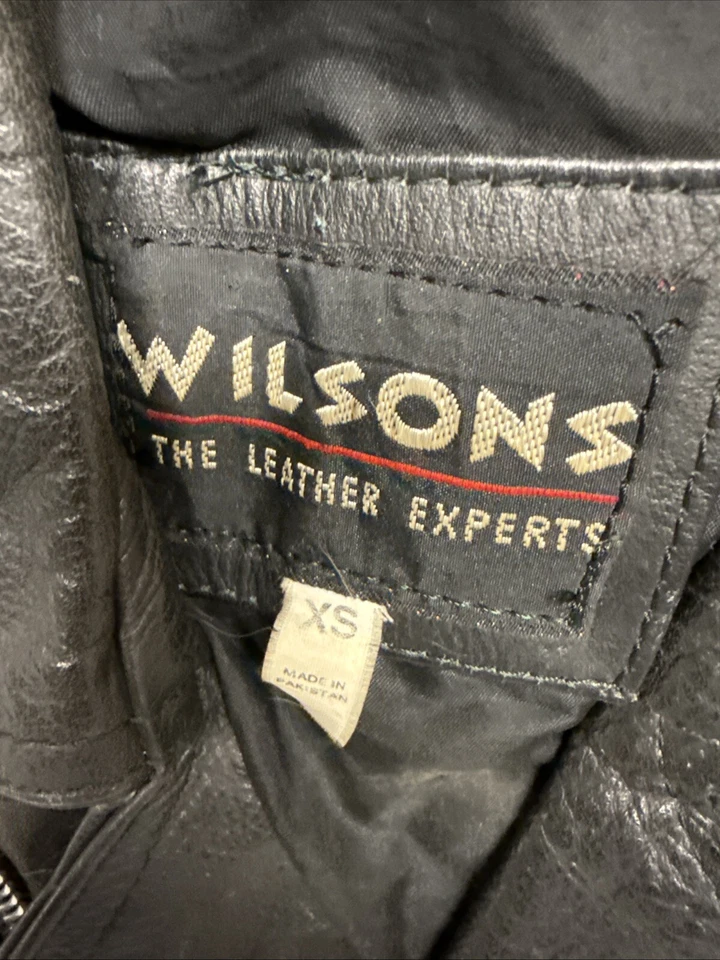 Chaqueta De Colección Años 90 Wilson Cuero Recortado Motocicleta Motociclista Punk Moto Para Mujer XS Foto 3 de 4