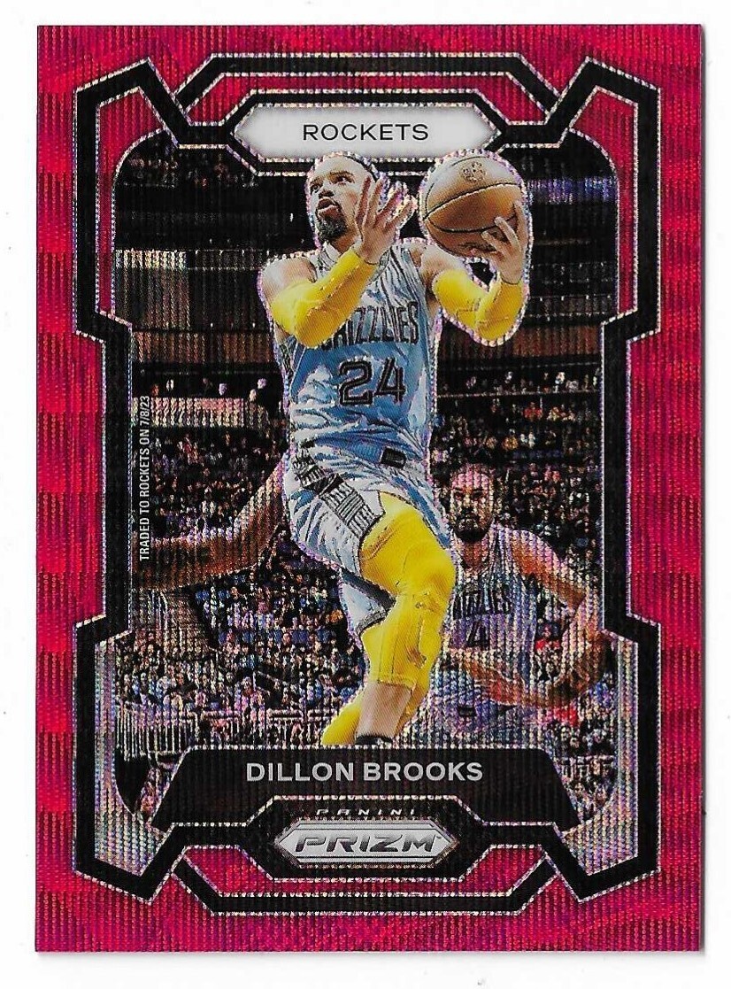 2023-24 Panini Prizm Basketball Dillon Brooks Red Wave Prizm #68 Houston Rockets