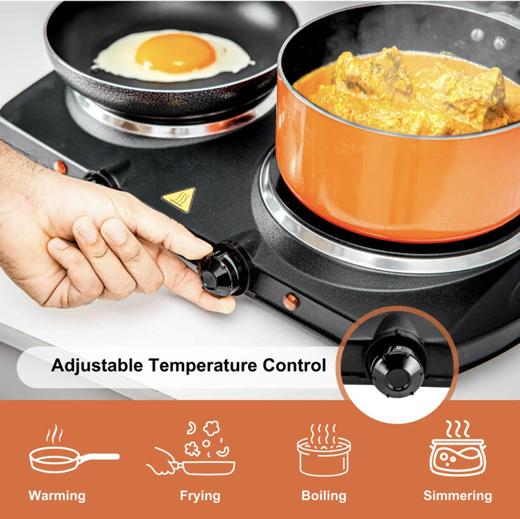 Double Ceramic Hot Plate Infrared Portable Electric Cooktop Hob 2000W