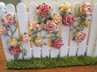 2 Rose Covered Long Fence Sections & Arbor 1:12 dollhouse mini Handmade OOAK — photo 3