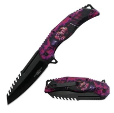 DARK FANTASY BLADES  SKULL SPRING ASSISTED OPEN FOLDING POCKET KNIFE PINK
