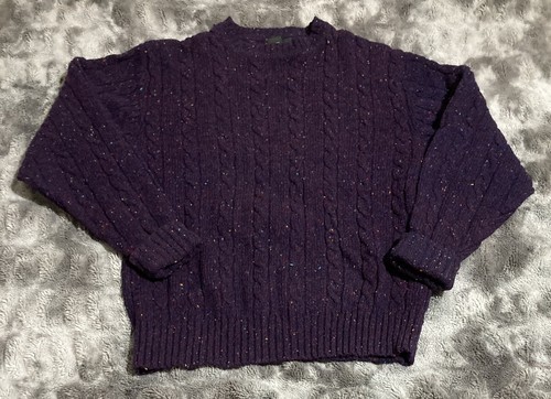 Vintage Neil Martin Men’s Sweater Large Purple Crew Neck Pure Wool Pullover