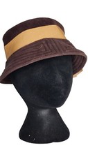 Dachettes By LILLY DACHE-Chocolate Brown Bucket Hat -Detailed Brim-Golden Ribbon