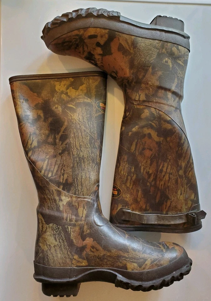 lacross burly rubber pull on waterproof camo hunting boots 18" mens size 8 - Image 3 of 4