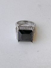 Vintage black agate square ring size 7.25