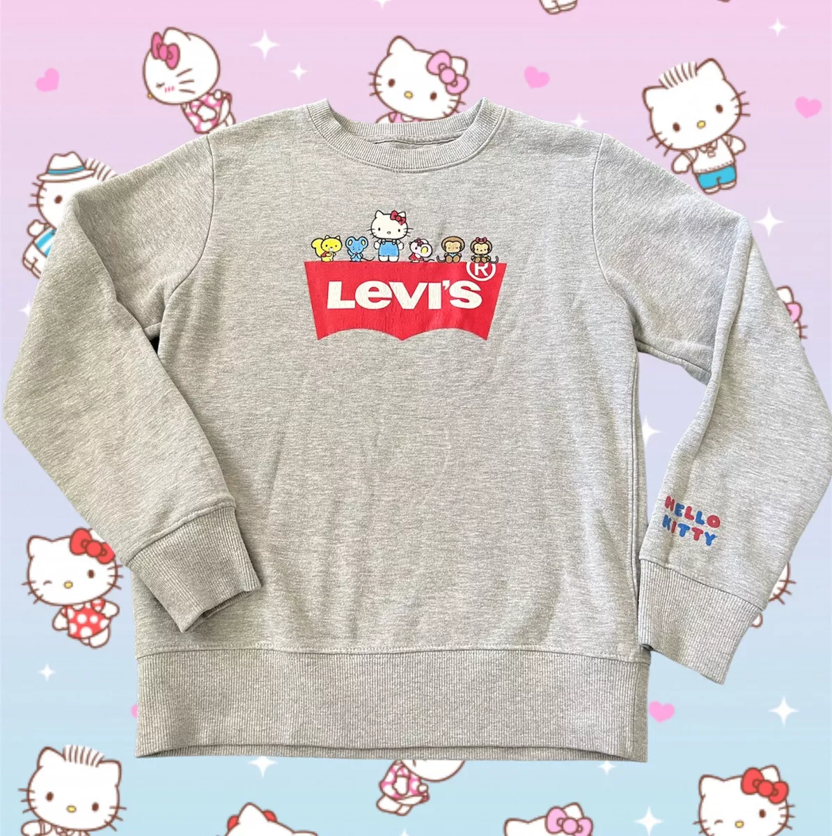 HELLO KITTY on Diamond- Girls lg - Long sleeve T-Shirt hoodie