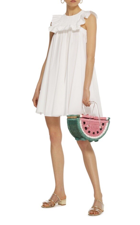 MSGM White Ruffle Smock Baby-Doll Dress.  Size IT38 / US 0, XS $735