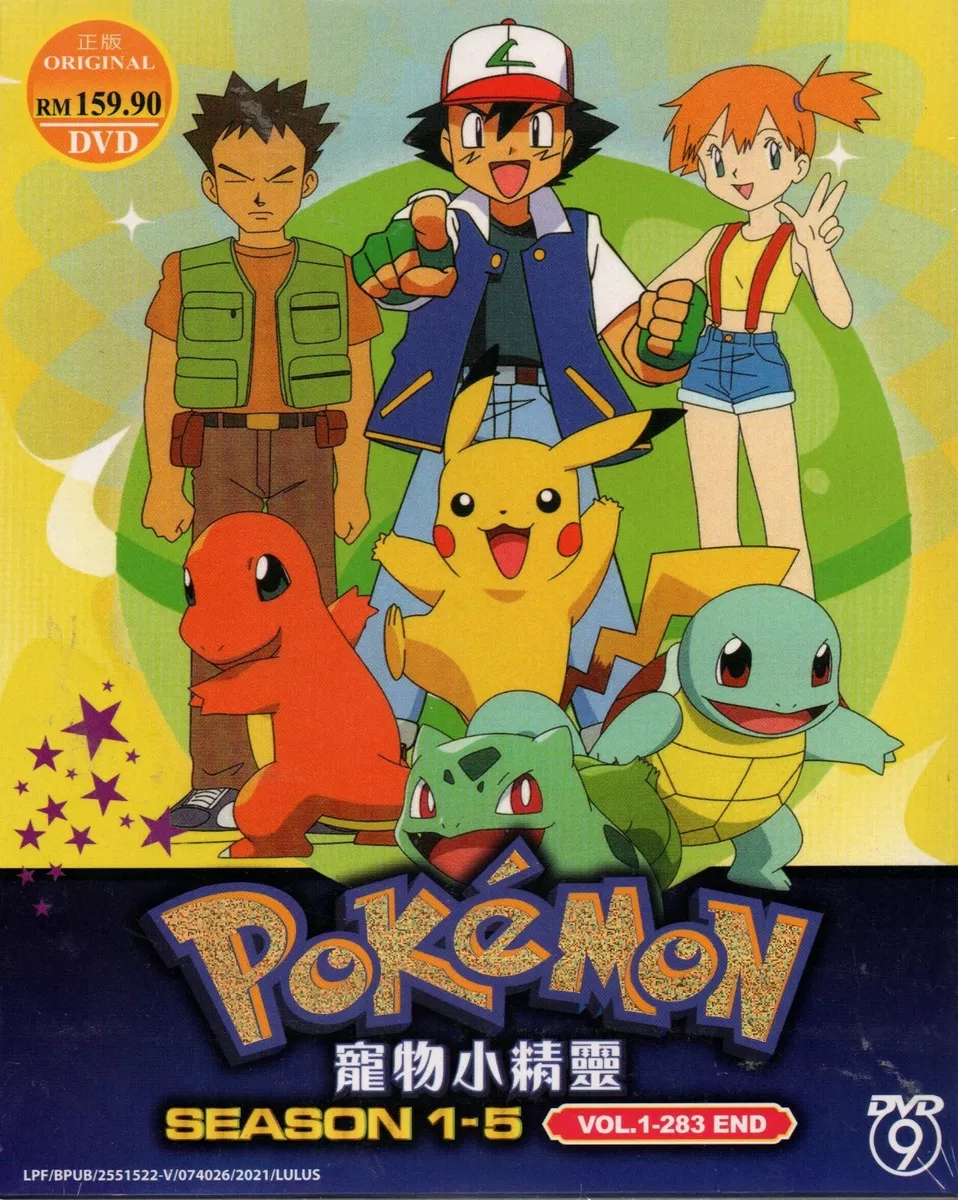 Anime DVD Pokemon Complete Series Season 1-5 Vol.1-283 End English Dubbed