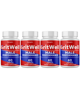 Grit Well - Male Performance Tablets For Stamina & Energy Support - 4 Bottles