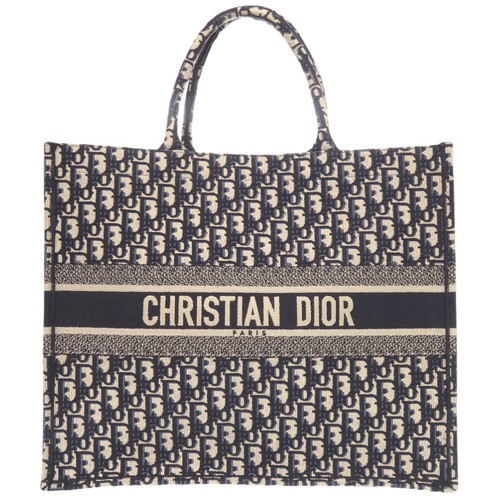 Good condition Christian Dior Book Tote Large Oblique M1286ZRITX Canvas Navy Tot
