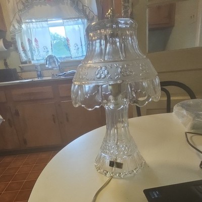 Crystal Queen Clear Lead Crystal Cut Glass Table Lamp Floral Pattern Germany