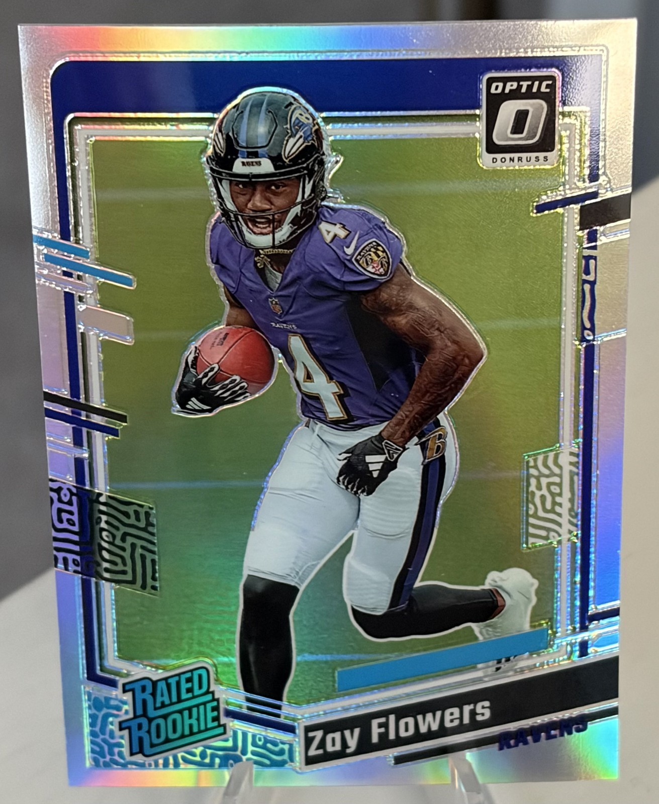 Zay Flowers 2023 Panini Donruss Optic #210 Holo Prizm Rated Rookie Ravens