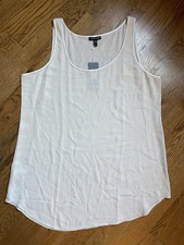 Eileen Fisher NWT Silk Georgette Crepe Long Shell Tank NWT 218 Bone Size L