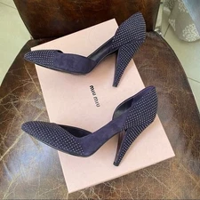 MIU MIU purple Suede leather with metallic stubs heels 7 EUR 37.5