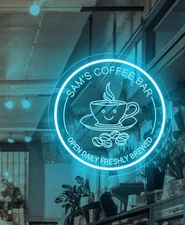 Custom Cafe Neon Sign LED Logo Light – Coffee Shop Name Signage Decor