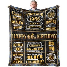 60th Birthday Gifts for Men 1966 Bday Decorations Throw Blanket 60x50 Inch