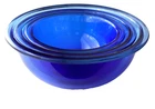 Vintage PYREX Cobalt Blue Mixing Bowls Nesting Set Of 3 Glass 323 325 RARE 326