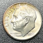 1955 D Roosevelt Dime aboout Uncirculated Mint 90% Silver 10c / Nice Toning