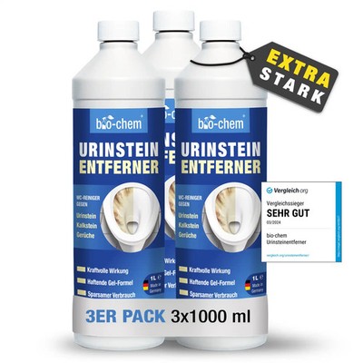 bio-chem Urinsteinentferner EXTRA STARK 3x 1L WC-Reiniger gegen Urinstein & Kalk
