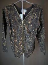 Vintage 80s zip front top paint splatter pattern Small Deadstock