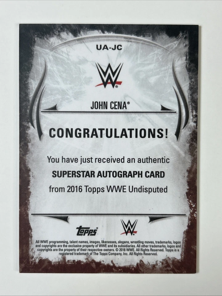 John Cena 2016 Topps WWE Undisputed On-Card Auto /299 *oz - Image 2 of 2