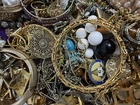 Huge 7 Lb Vintage Costume Jewelry Lot ALL WEARABLE some Signed!!  Gold Tone