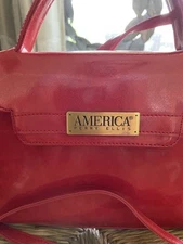 Vintage Perry Ellis America Lipstick Red Faux Leather Cross Body Bag