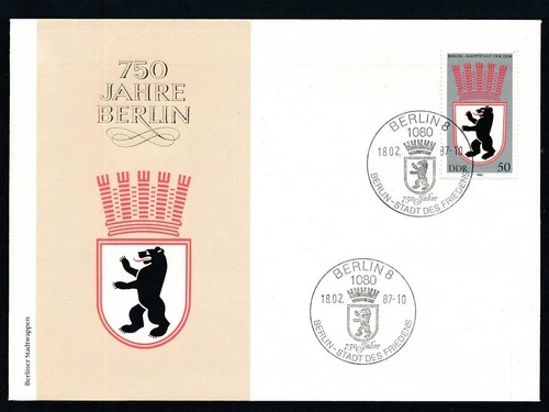 D464059 East Germany FDC Coat of Arms 750 Years Berlin 1987