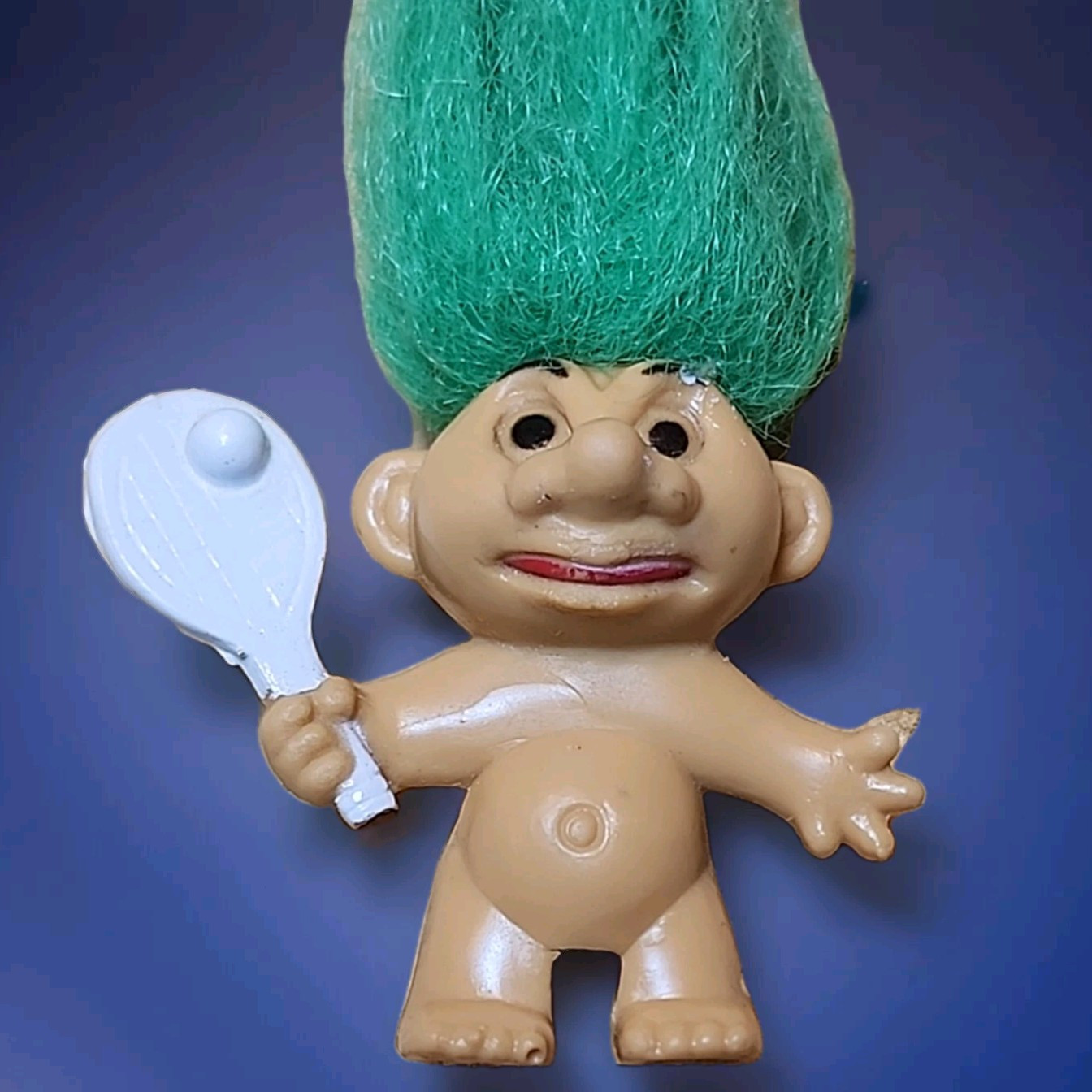 Vintage Naked Troll Doll Tennis Player Pencil Topper 1.5in