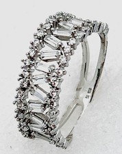 Sterling Silver 925 38 Round 15 Baguette CZ Ring Size 8