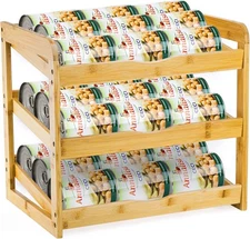TOPZEA Soda Can Rack Organizer for Pantry, 3 Tier Bamboo Stackable 
