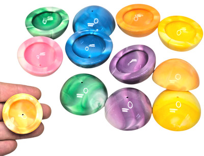 Colorful Rubber Marble Poppers - 12 Pack (1.5'') Pop-Up Half Balls Tie Dye Design