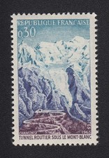 FRANCE 1965 timbre inauguration tunnel sous Mont-Blanc n°1454 Y&T 30c neuf