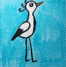 Whimsical Stork Bird Painting – 12x12 Original Impressionist Canvas Art by GAT