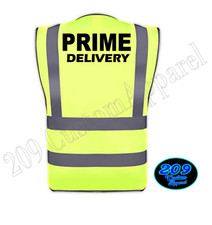 PRIME DELIVERY Hi-Vis Safety Vest ANSI Class 2 Reflective 2  Strips  Pockets