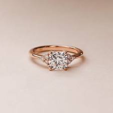 1.50 Carat Cushion Cut Lab Grown Diamond Cluster Engagement Ring | 14k Gold