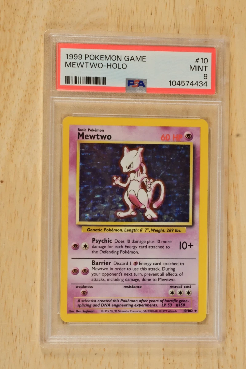 1999 mewtwo pokemon card value 10/102 Base Set PSA 7 Zapp! Comics including damage Mewtwo 1999 promo pokemon card