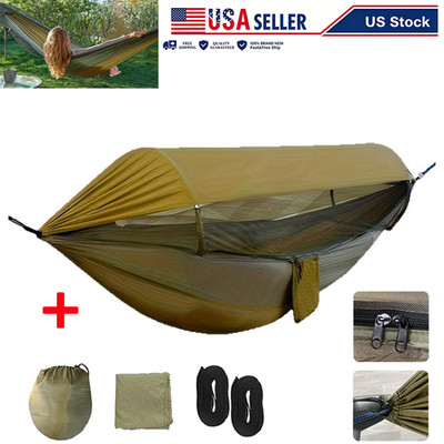 Portable Camping Hammock With Mosquito Net and Rain Fly Tarp Canopy For Hiking