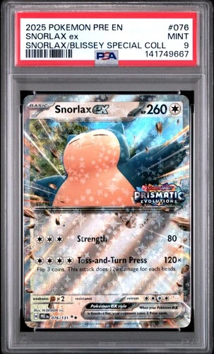 2025 POKEMON PRE EN-PRISMATIC EVOLUTIONS SPECIAL COLLECTION SNORLAX EX PSA 9
