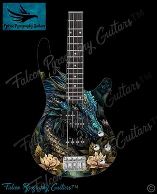 Handgefertigte einzigartige Dragon Design 4 oder 5 Saiten E-Bassgitarre