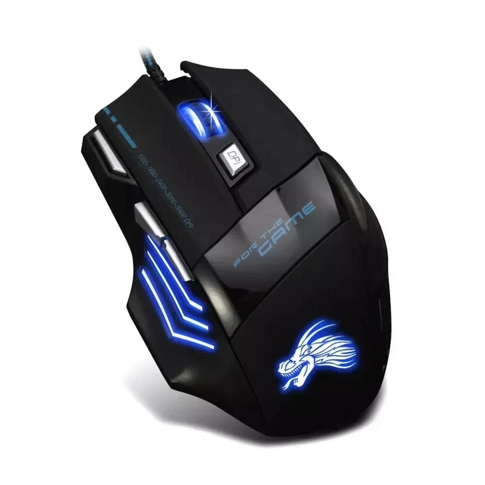 LED Optical PC Gaming Mouse USB Wired Programmable 7 Buttons 5500 DPi Mice Gamer - Image 2 of 4