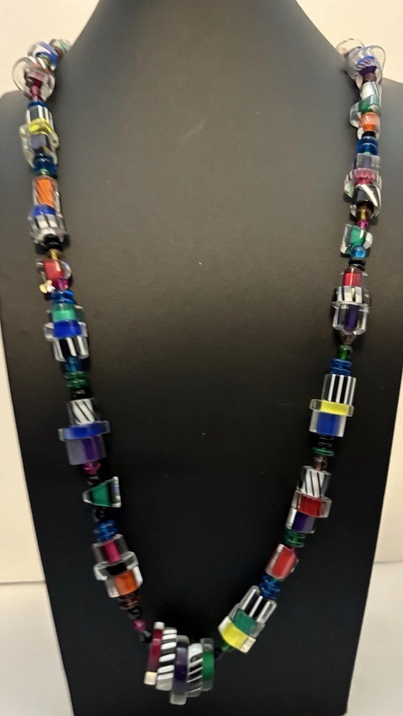 Vintage Statement Necklace Bold Multiple Color La… - image 10