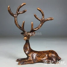 Pure Copper Solid Sika Deer Ornament Penholder Study Office Desktop Ornament