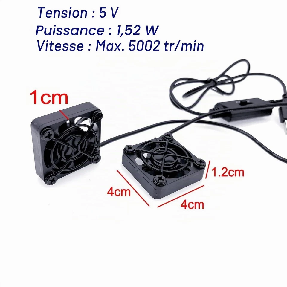 JZK Ventilateur de Boîtier USB 40mm 5V 3 Vitesses de Refroidissement - Photo 2/4