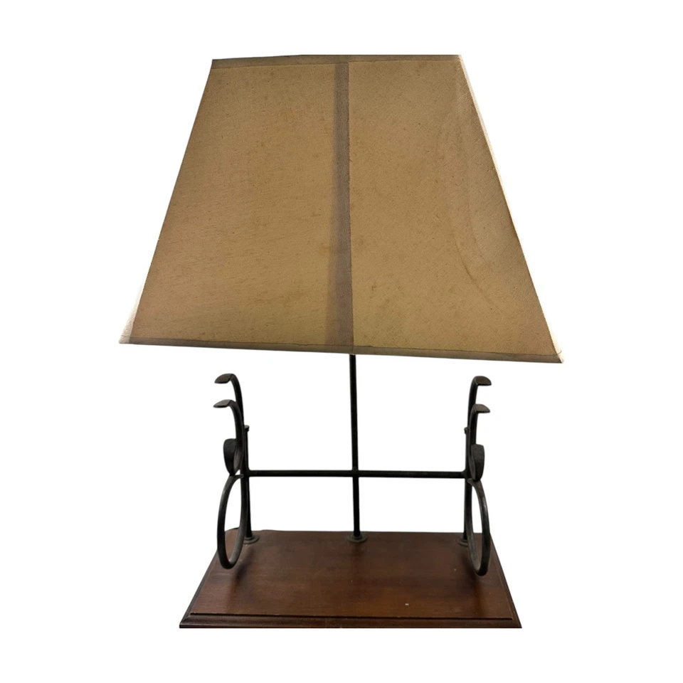 Vintage Wrought Iron & Wood  Bookshelf And Lamp  - Rustic Primitive - country ￼ - Image 2 of 4