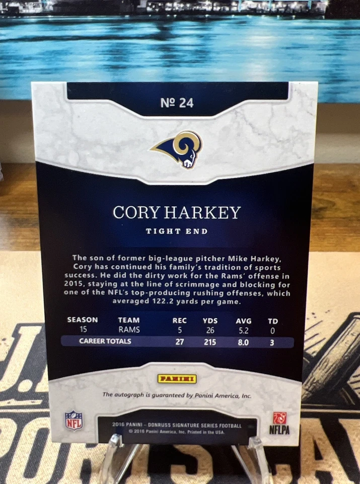 Cory Harkey~ 2016 Panini Donruss Signature Series -#24 (AU) - Image 2 of 3